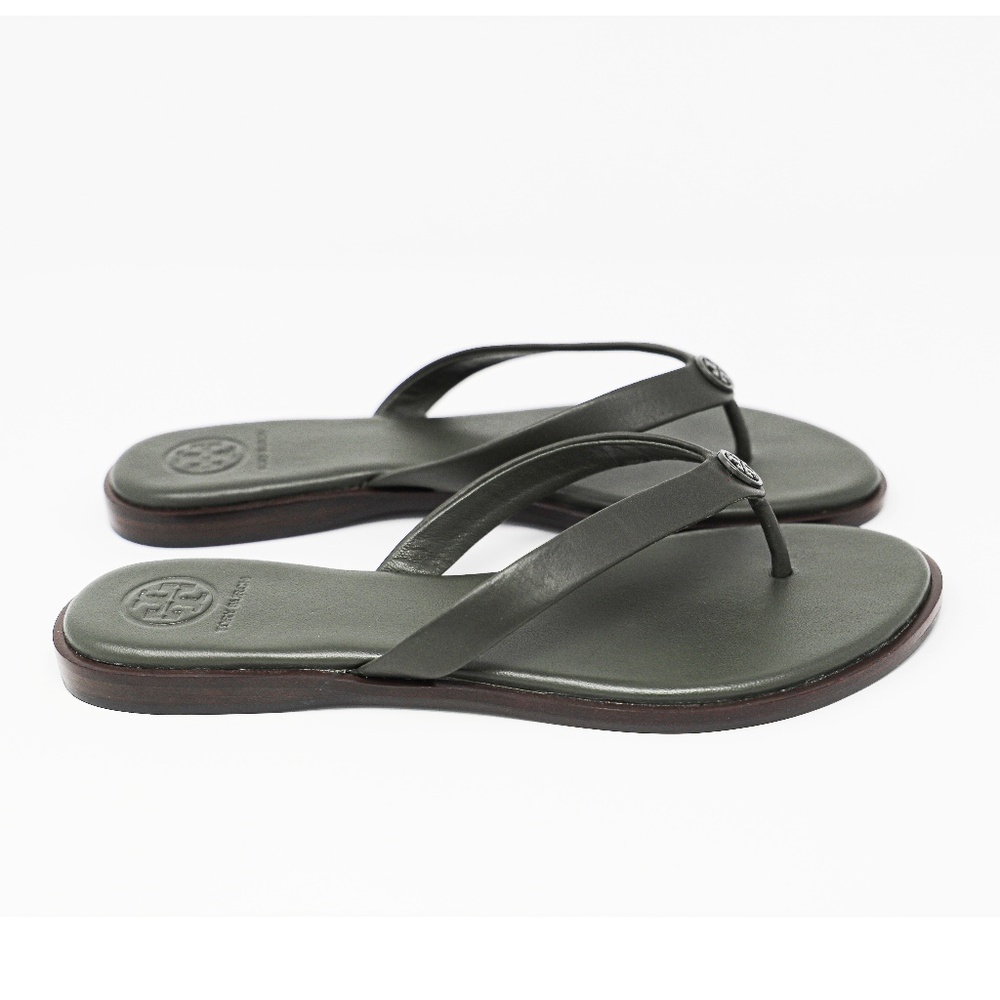Tony Burch Benton Thong Calf Leather Sandals /Green poblano 300 Size 7